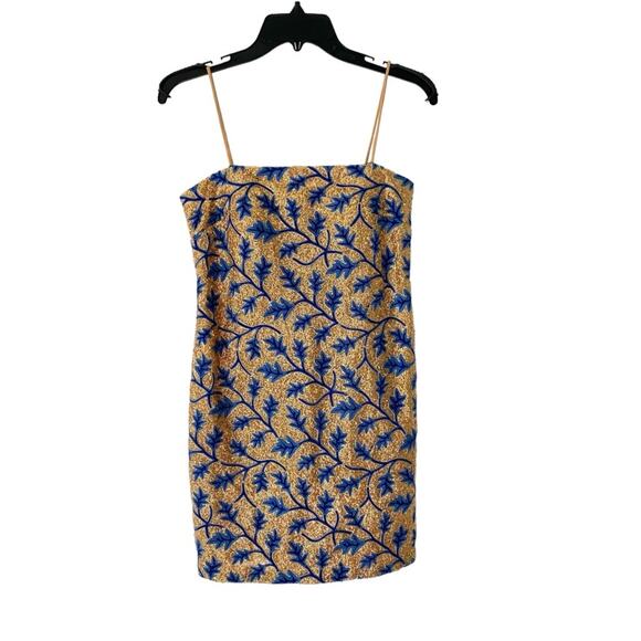 The Odells Strappy Sequin Embroidery Dress Gold Blue size XS - Picture 2 of 10